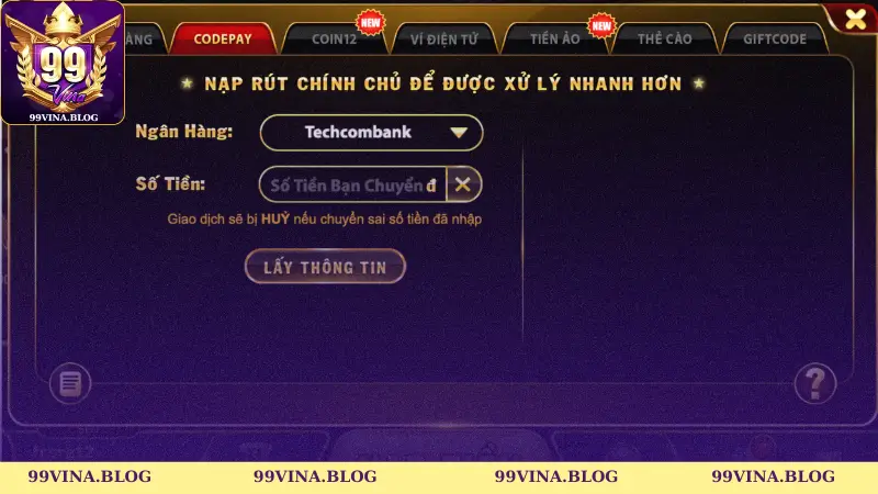 4 phương thức nạp tiền 99vina tiện lợi